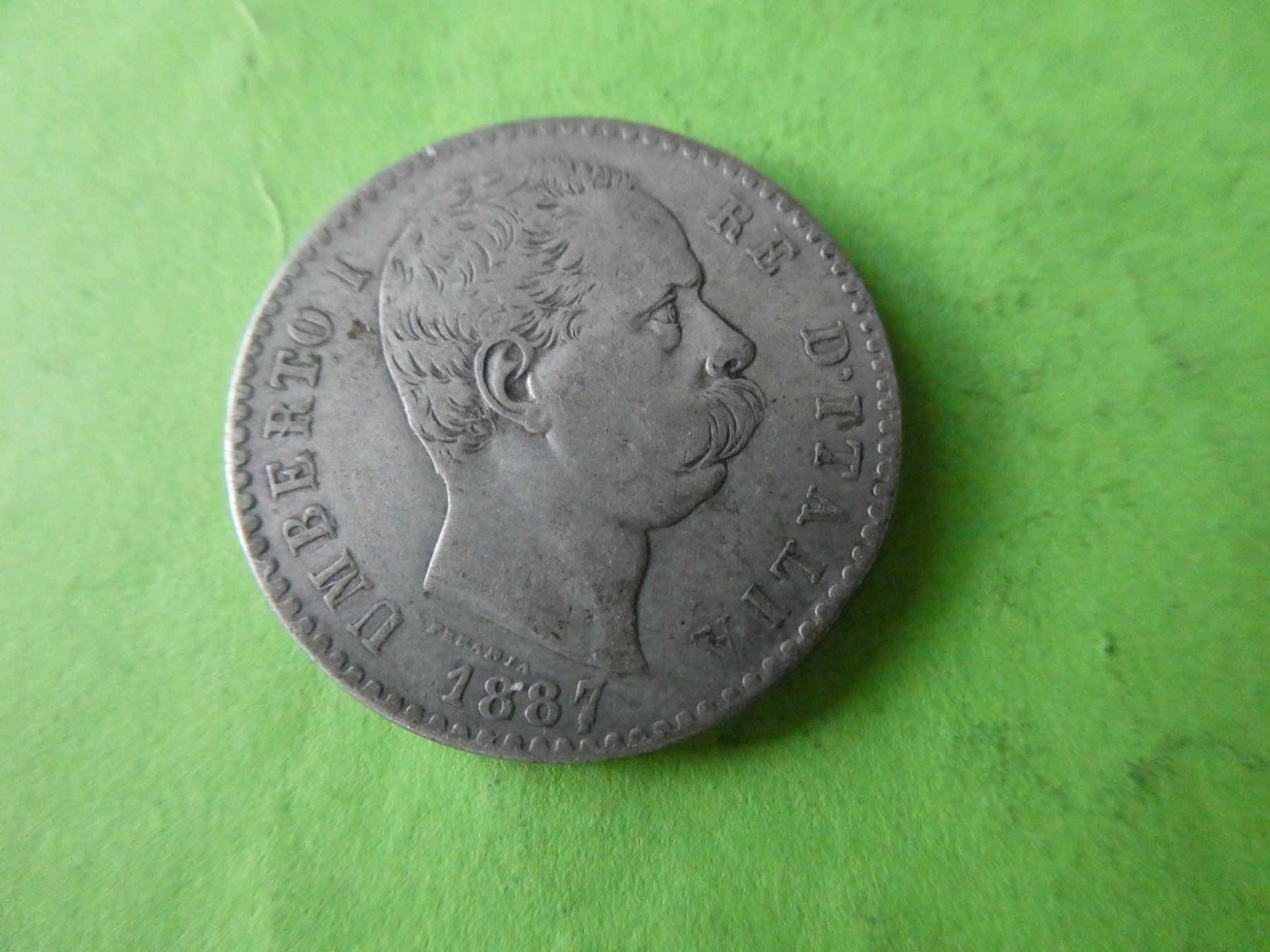 Alle Münzen: Italien 1887, 2 LIre - Silber – Gebraucht aus Hinterforst von Rohusri