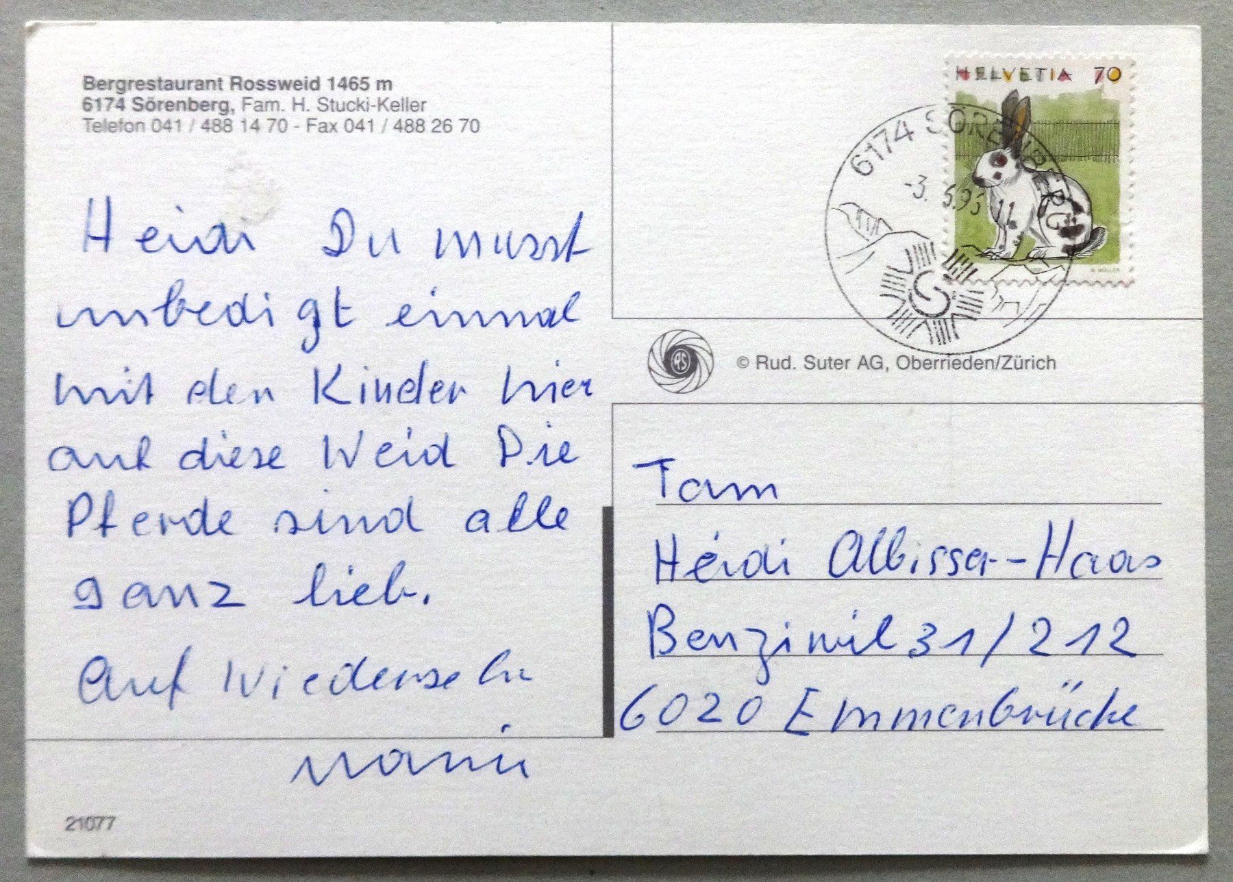 Cartes postales: Bergrest. Rossweid, Sörenberg – D'occasion à Fétigny par Billy2miny 1