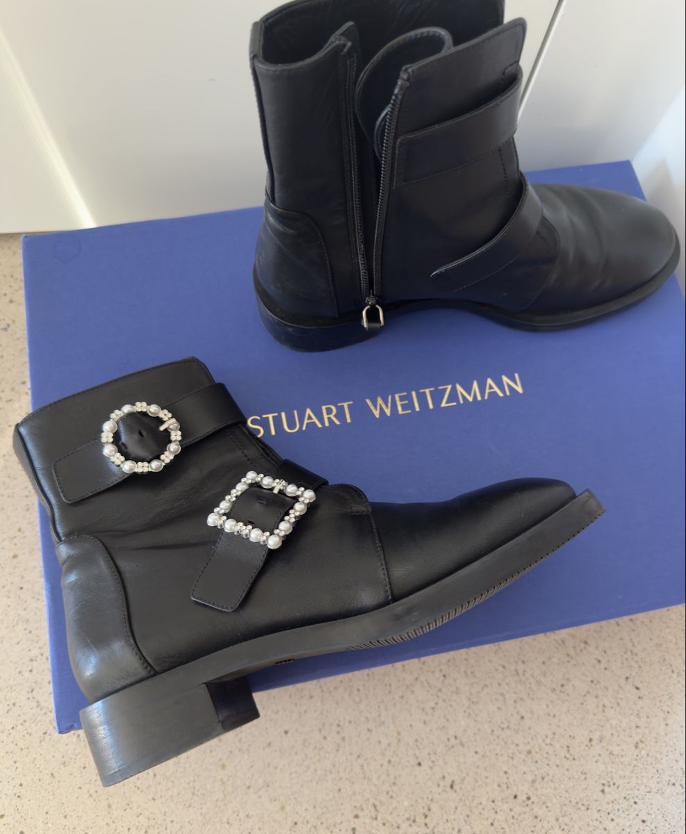 Stuart Weitzman Scarpe da donna: Stuart Weitzman Ankle Boots Black Leather Size 38 EU – Nuovo e nell'imballaggio originale da Zürich venduto da di_archive 3