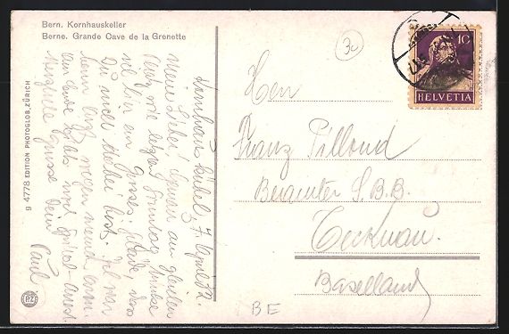 Cartoline postali: Bern, Gasthaus Kornhauskeller, Innenansi – Usato da Berlin venduto da bartko-reher 1