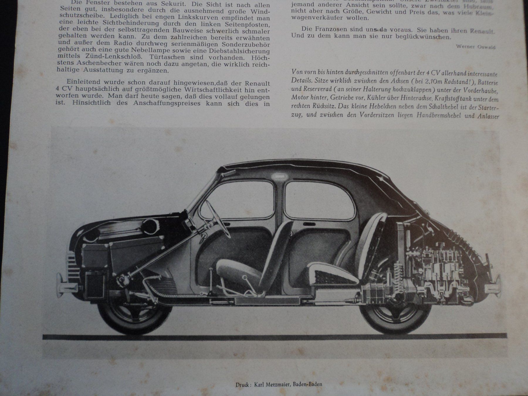 Renault Documenti: Prospekt Testbericht Renault 4CV 1952 – Usato da Schwarzenburg venduto da modelCARama 5