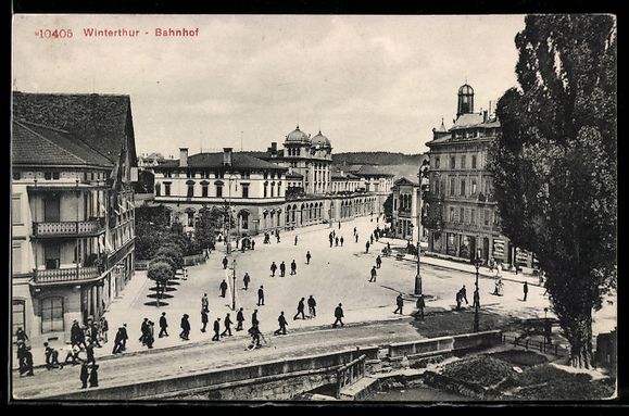 Cartoline postali: AK Winterthur, Partie am Bahnhof – Usato da Berlin venduto da bartko-reher