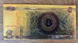 1 Goldfarbene Bitcoin Note (100 Bitcoin) für nur CHF 1.—
