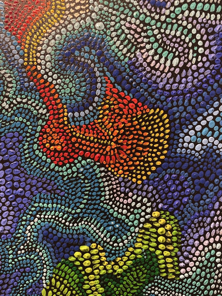Poster & Bilder: Acrylbild abstrakt Punkttechnik farbig Grossformat guter Zus – Neu (gemäss Beschreibung) aus Pfyn von Goodsell 1