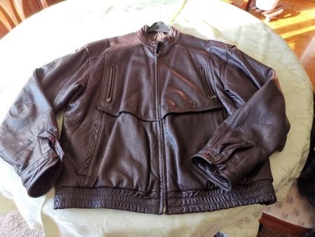 Blouson cuir marron taille 54 XL