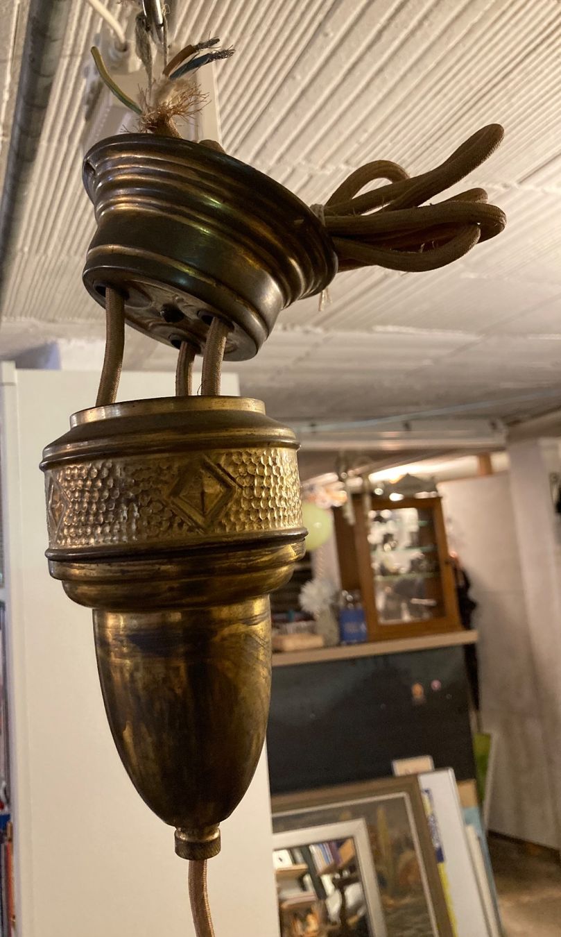 Lampade: Antike Hängelampe, Messing & Rauchglas, Retro Style – Usato da Riniken venduto da begeh-r-bar 2