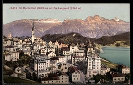 AK St. Moritz-Dorf, Mit Piz Languard