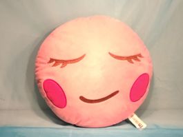 Rosa Smiley Kissen, schlafendes Smiley, Dm: 40cm
