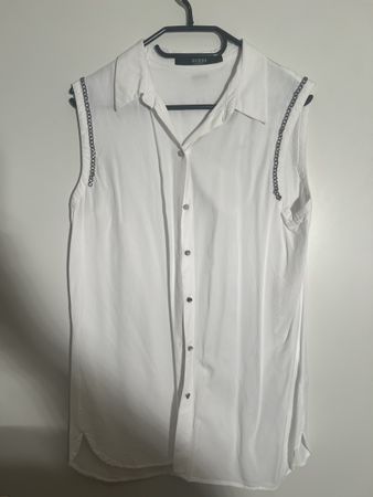 Guess Damen Sommerbluse Weiss Gr. L mit Kette