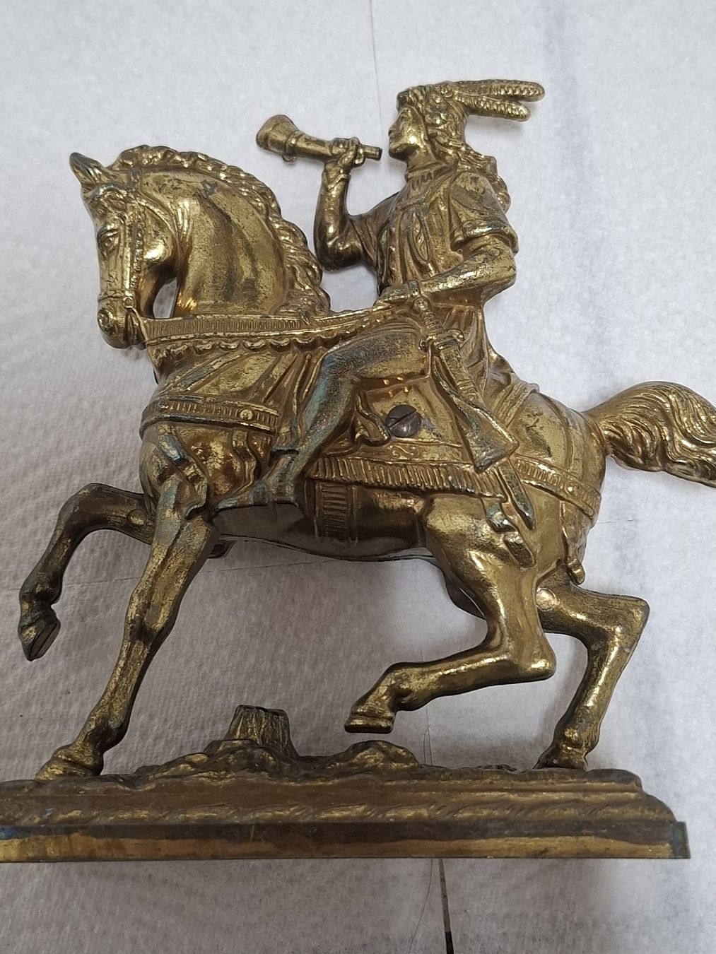 Statuette: Messing- Pferd mit Reiter 19 x 19.5 cm – Usato da Riniken venduto da bro_slk8 4