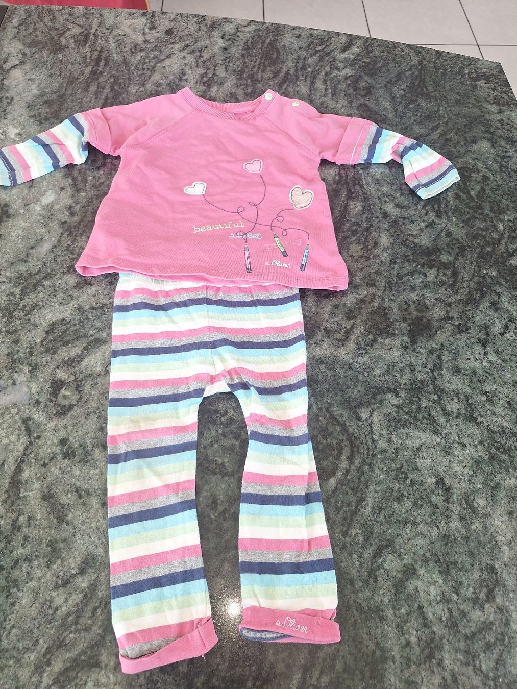 S.Oliver Maglioni & Felpe: S.Oliver Baby-Set, Gr. 74, Rosa/Gestreift,  – Usato da Wilen b. Wollerau venduto da kaffirank 1
