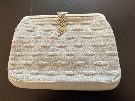 Vintage Handtasche/Clutch, Stoff, hellgrau