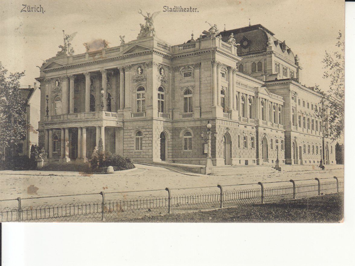 Ansichtskarten: Zürich Stadttheater 1908 – Gebraucht aus Bürglen TG von StampGraf