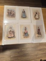 6 Trachtenbilder historische Schweiz Farbdrucke Set
