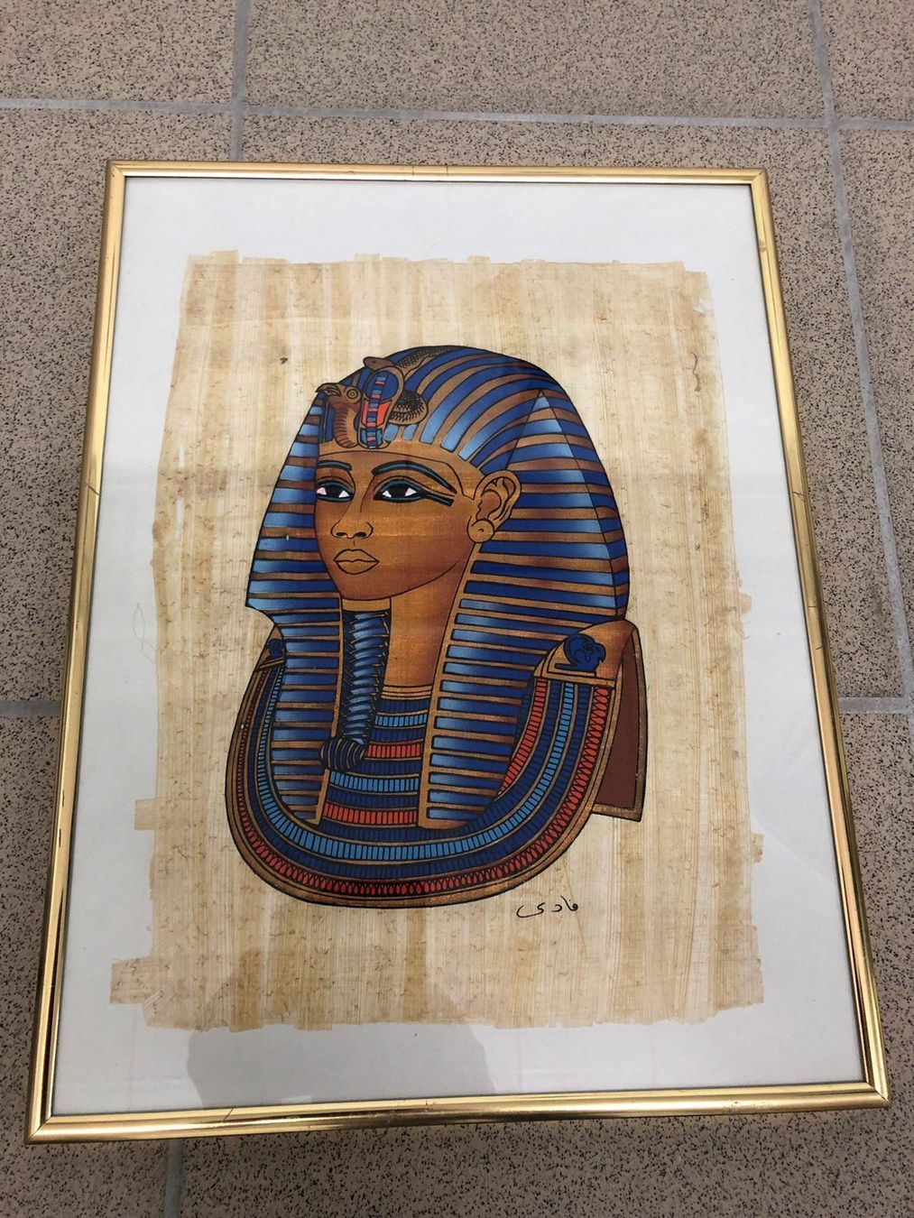 Poster & Bilder: Bild ägyptische Sphinx mit Goldrahmen – Gebraucht aus Biberist von swiss-made