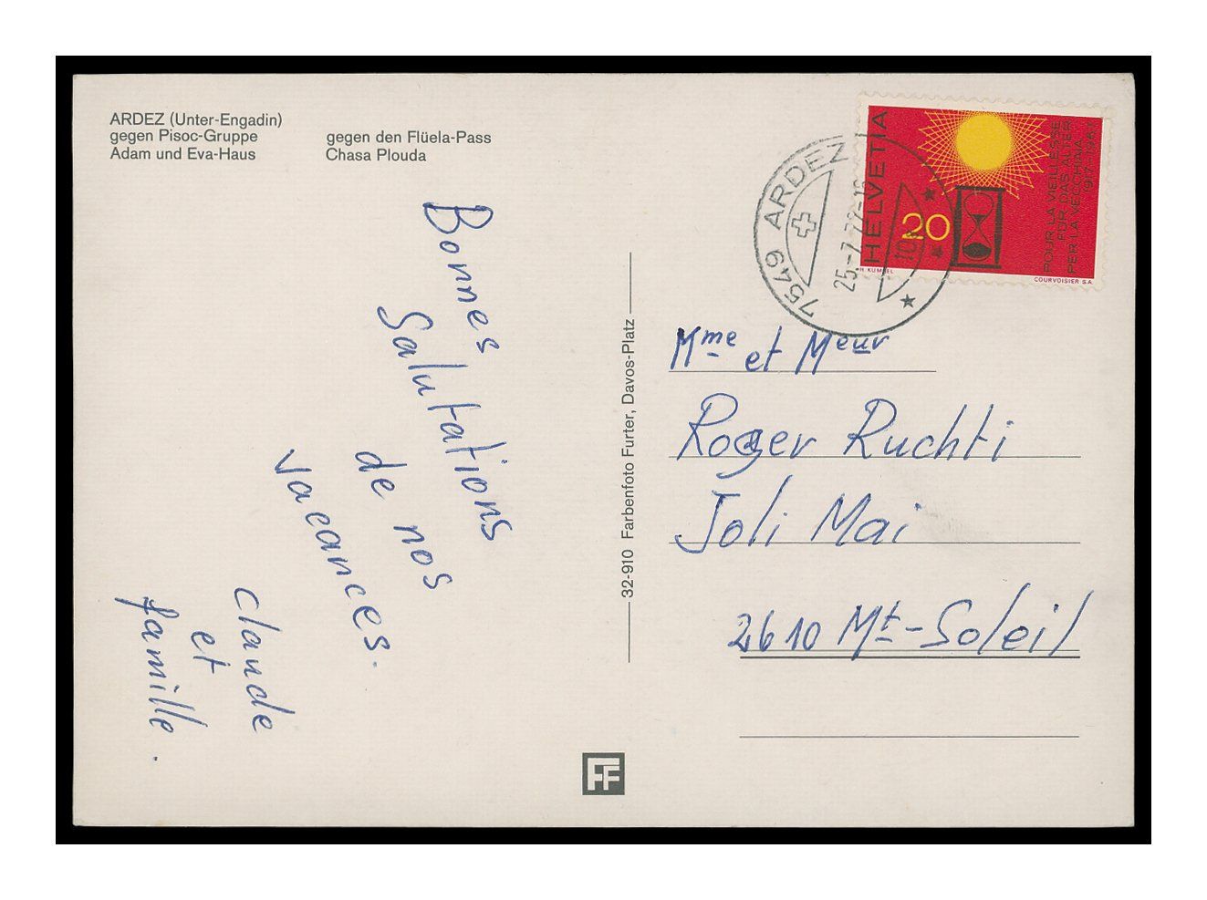 Cartes postales: ARDEZ - 1977 "Multi-Vues" – D'occasion à Onex par Lagorel01 1