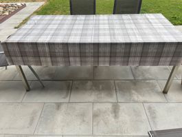 Tischdecke kariert Brauntöne, plastifiziert/Vlies Neu