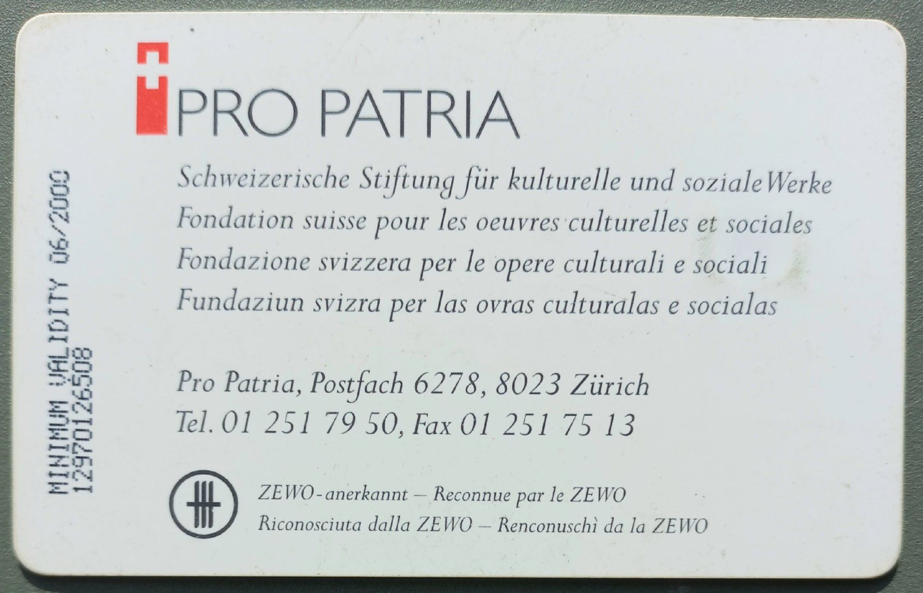 Swisscom Schede telefoniche: Taxcard - Pro Patria 2000 - CH – Usato da Niederuzwil venduto da lubimaja 1