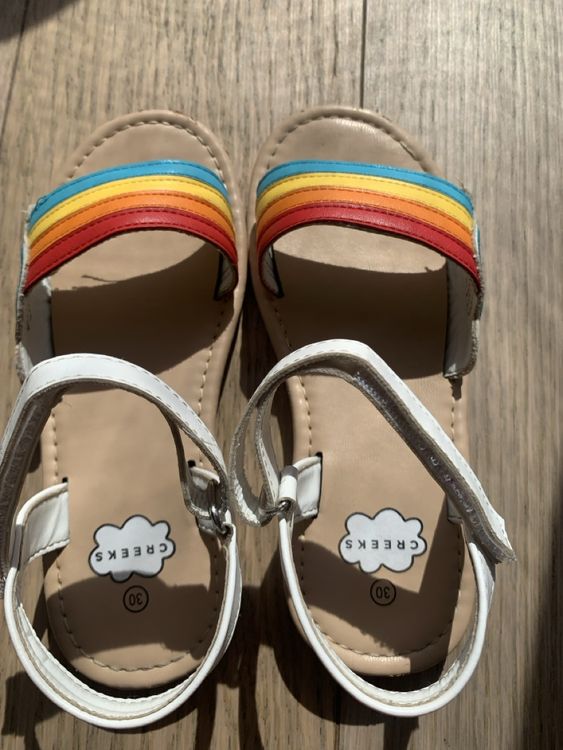 Ballerines DonnaDriana Blanches En Cuir - Surpiqûres Arc-en-ciel, Taille 37.5, Talon 3cm, état Parfait
