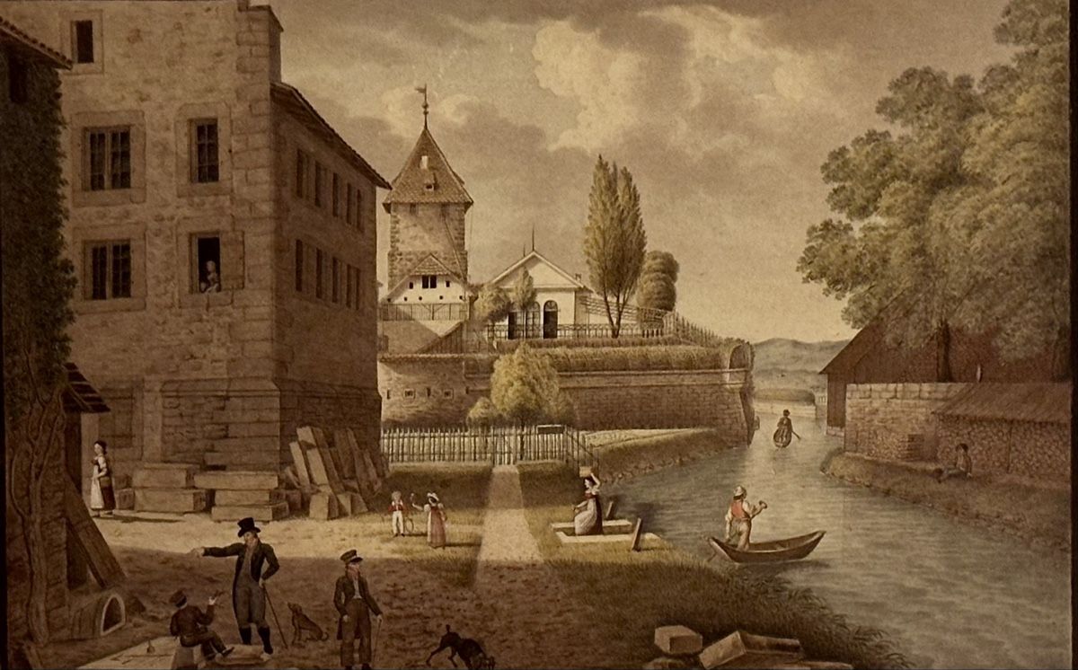 Dipinti: Kunstdruck: Aquarell Zürich Baugarten 1820 – Usato da Küsnacht ZH venduto da ome_x6sl 1