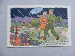 CH Humor Motiv Karte Miltär Rueblikarte Bären Katzen ca.1940