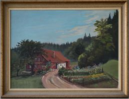 Ölgemälde: Bauernhaus mit Rahmen gebraucht
