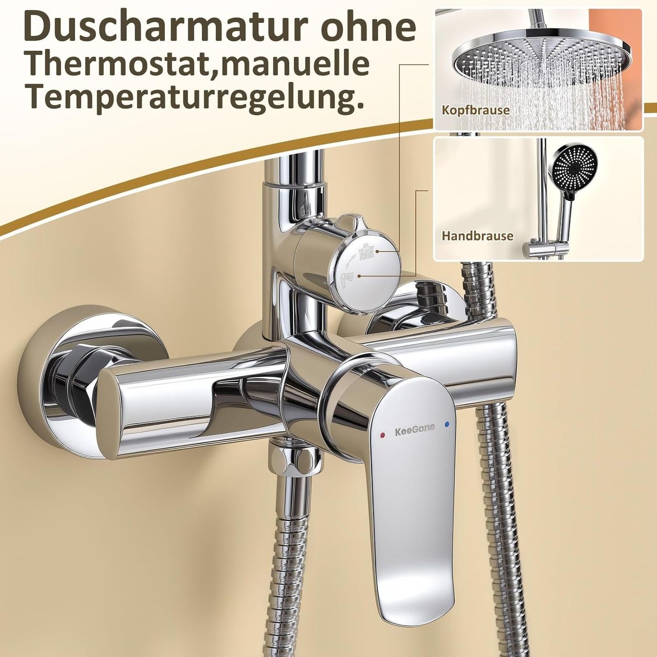 Docce: Duschsystem Edelstahl 26 cm Regendusche & Handbrause – Nuovo e nell'imballaggio originale da Suhr venduto da SchnapperCH 1
