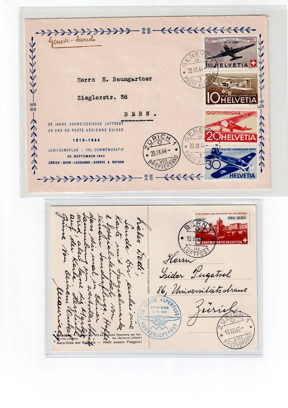 Alle Briefmarken: Schweiz, 9 Flugpostbelege 1 – Gebraucht aus Hinteregg von McCharly01 1