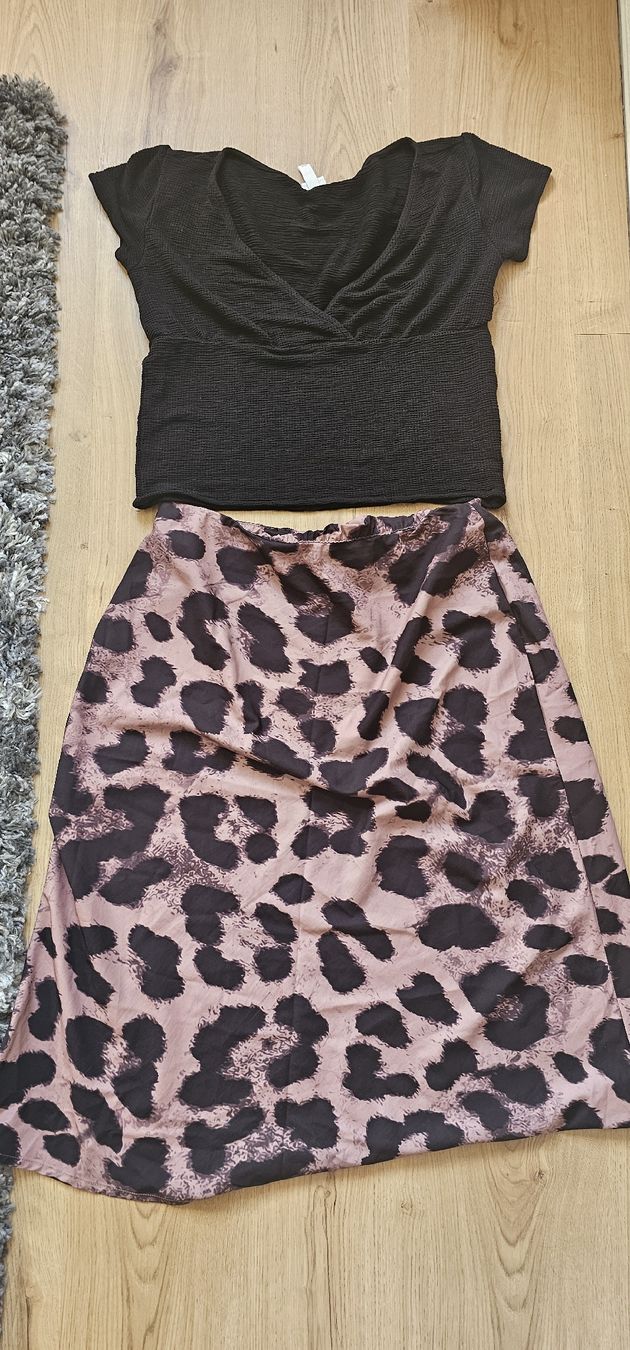 Lotti di vestiti: Chic Summer Leopard Print Skirt & Black Top Set XL – Usato da Rorschach venduto da Alles_9.90
