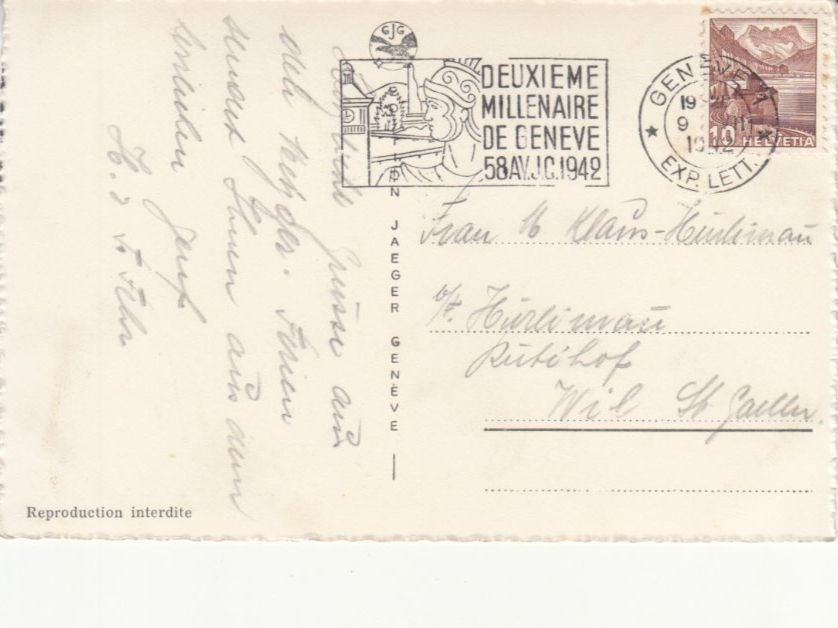 Cartoline postali: Genève 1942 – Usato da Bürglen TG venduto da StampGraf 1