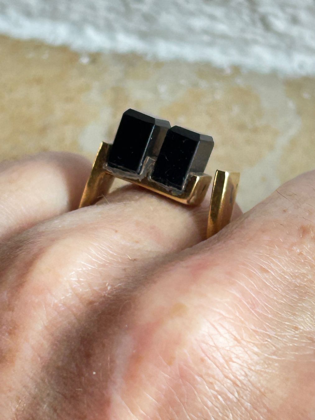 Anelli: Vintage Ring mit Onyx Steinen (Grösse 56) – Usato da Dittingen venduto da Bellevista 2