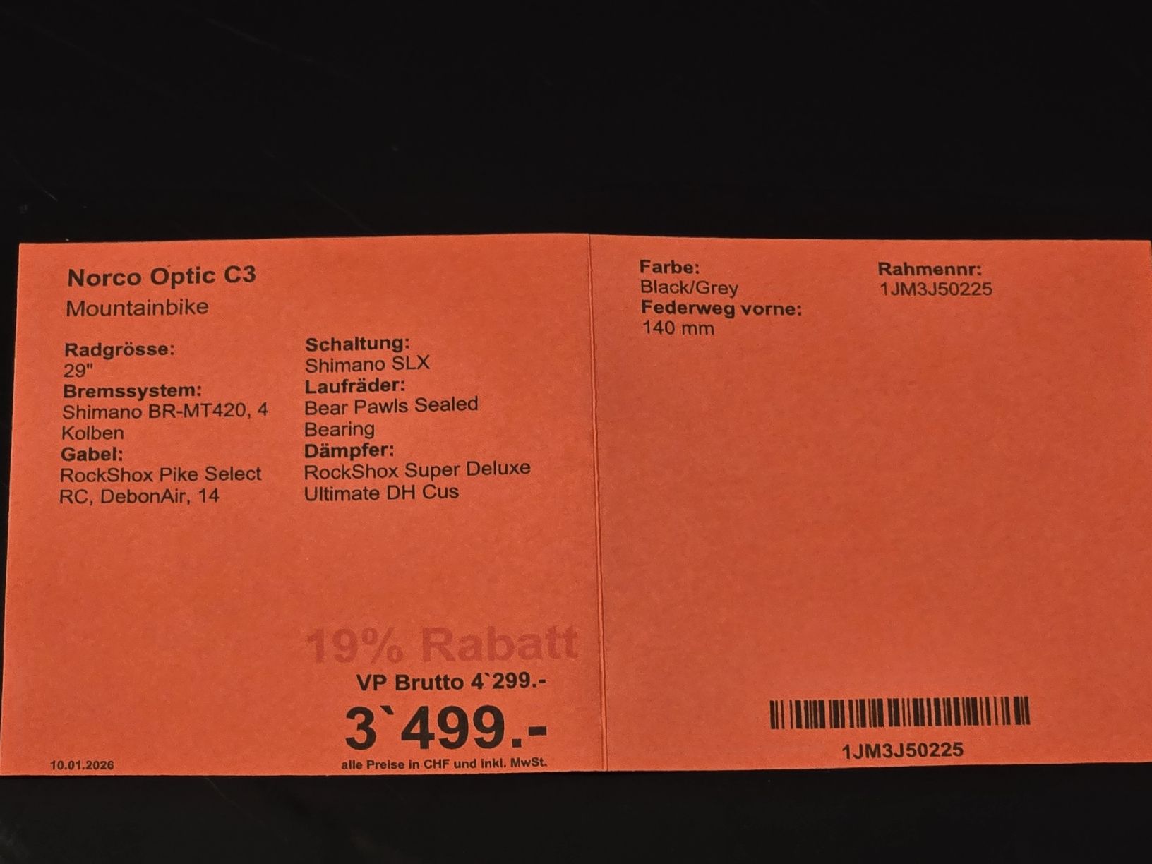 Norco Biciclette: Norco Optic C3 MTB-Fully Carbon – Nuovo (secondo la descrizione) da Kägiswil venduto da Qendro95 9
