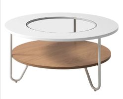 Chic Round Coffee Table - Glass & Wood