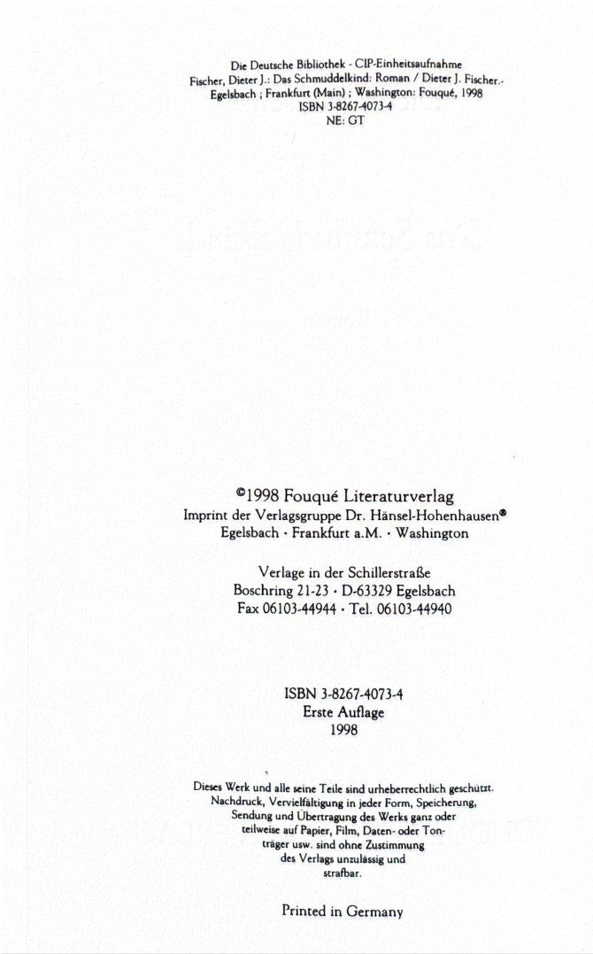 Livres: Fischer Dieter J., Das Schmuddelkind – Neuf (Voir description) à Sarnen par Livres 2