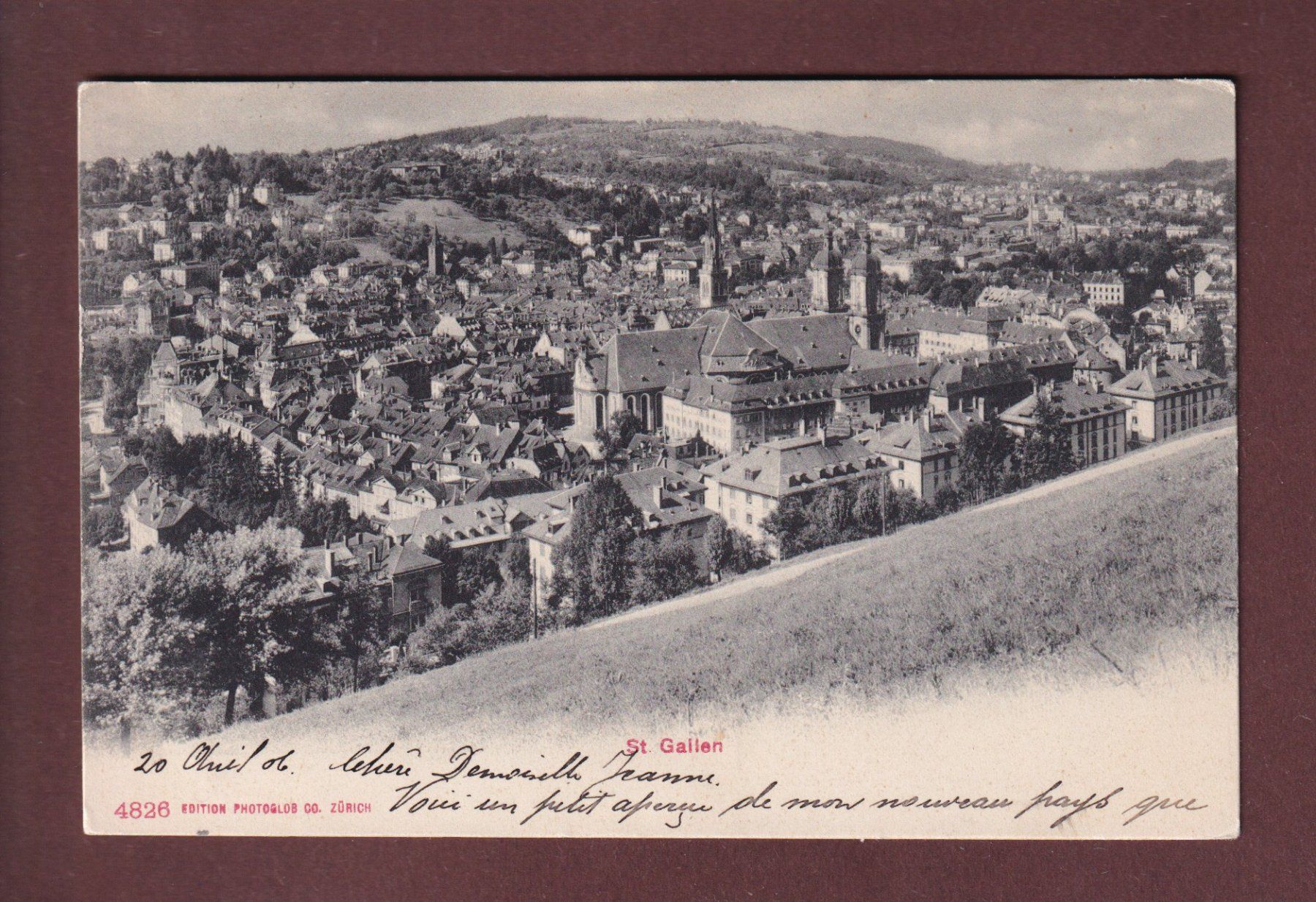 Cartoline postali: ST. GALLEN - Teilansicht - 1906 – Usato da Pully venduto da nicecards