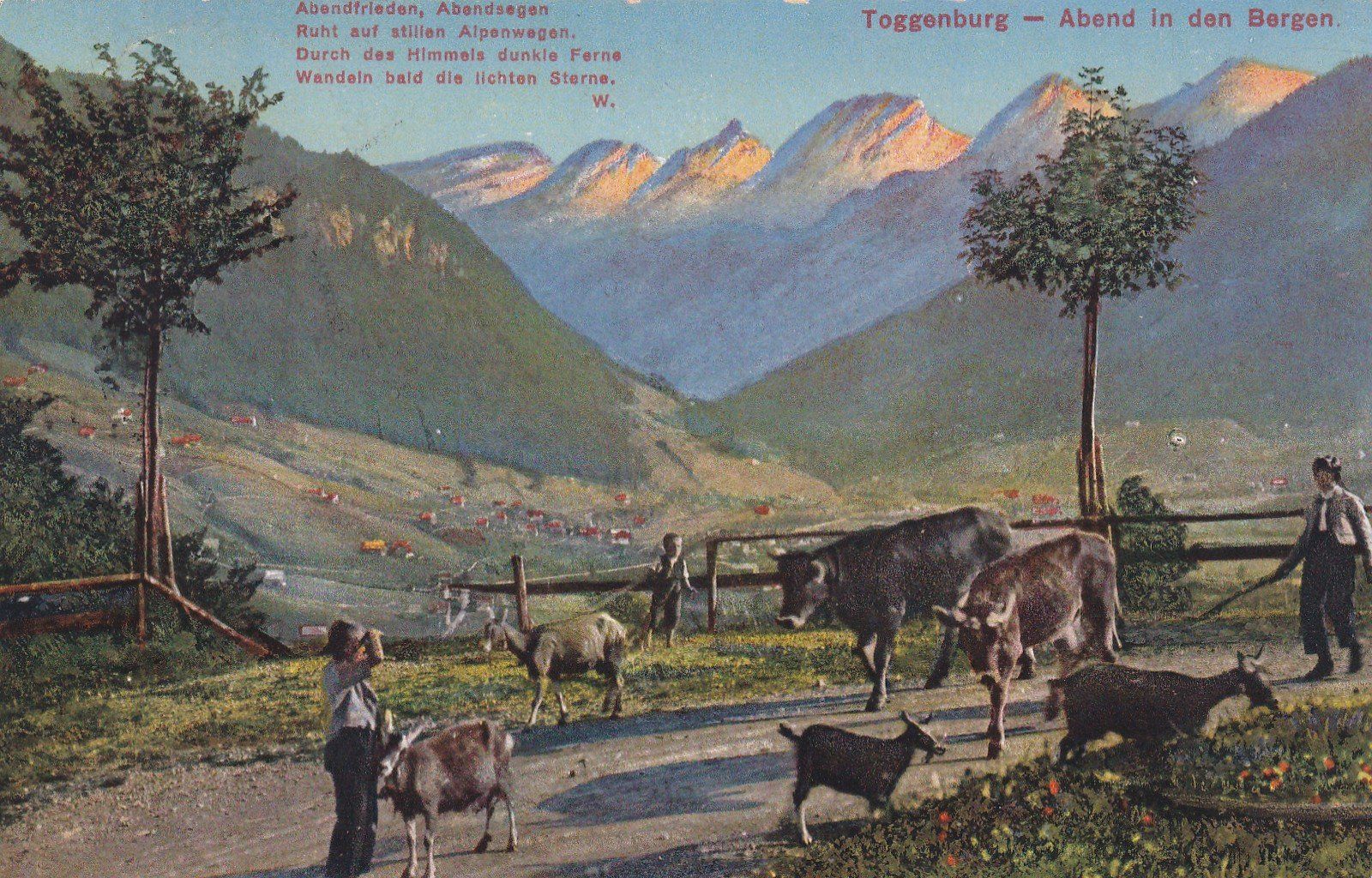 Cartoline postali: Toggenburg - Abend in den Bergen – Usato da Cormoret venduto da Pascalll2001