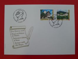 2016 Pro Patria FDC, B333+B334, schweizer Burgen +Schlösser