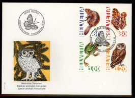 1995, FDC, Bedrohte einheimische Tierarten (Nr. 876–879)