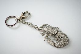Ganz neu! Schlüsselanhänger Hummer Strass Glitzer Silber