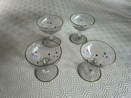 4 bicchieri a coppetta in fine vetro a pois