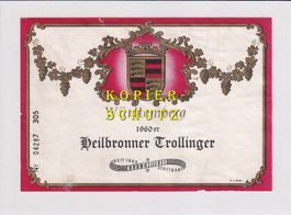 Etikette - Heilbronner Trollinger 1960 /bd