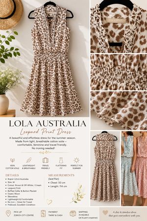 Lola Australia Leopard Print Dress M🤍🤎