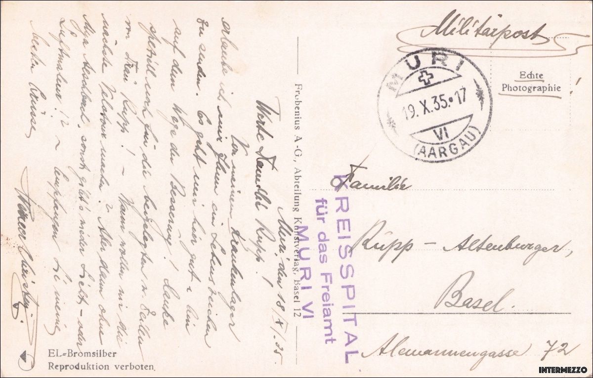 Cartoline postali: Muri AG // Spital 1935 – Usato da Basel venduto da intermezzo12 1