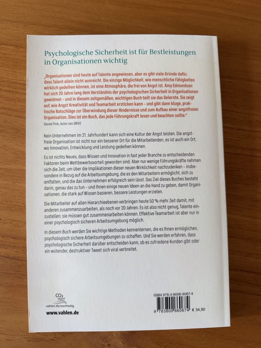 Libri: Die angstfreie Organisation von Amy C. Edmondson – Usato da Bülach venduto da abo_tjt2 1