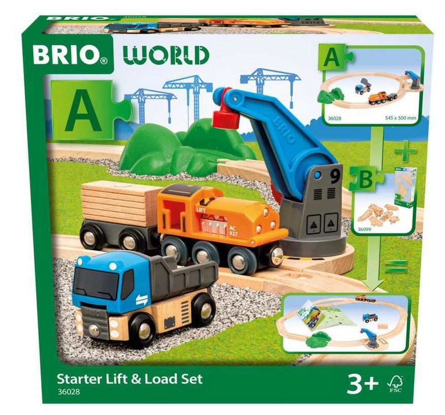 Brio Giocattoli: BRIO 36028 Starterset Güterzug mit Kran A – Nuovo e nell'imballaggio originale da Oensingen venduto da Liquidations-Shop 1