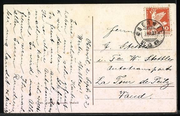 Cartoline postali: Oberwil /Aargau, Ortsansicht aus der Vog – Usato da Berlin venduto da bartko-reher 1