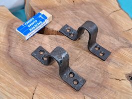 2 schöne antike Riegel Kloben, Eisen (LOT2769#TBS1)
