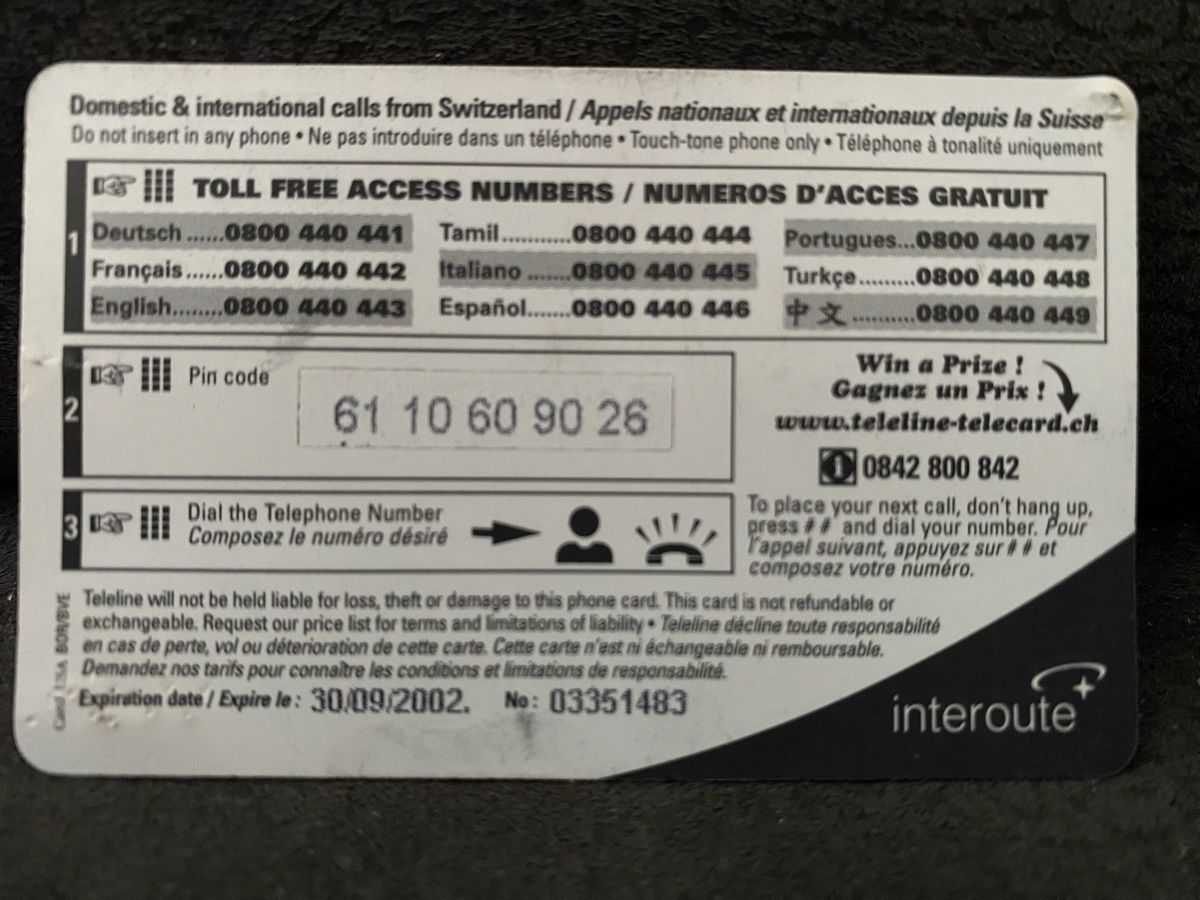 Schede telefoniche: Teleline – Difettoso da Lausanne venduto da babacard10 1