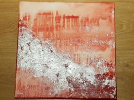 Painting: "Red Confusion", 40 x 40 cm canvas frame