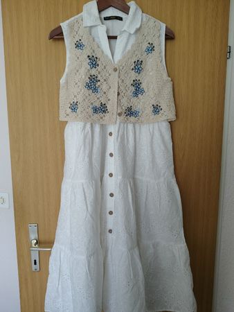 Schickes Sommerkleid mit Häkelweste Gr.L/Länge 1m, Neuwertig